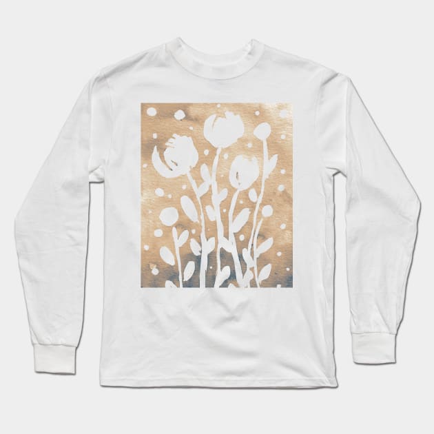 Whimsical watercolor flowers – neutral Long Sleeve T-Shirt by wackapacka